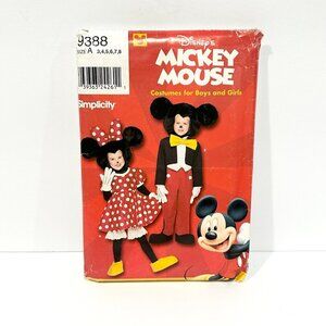 Vintage Simplicity 9388 Disney’s Mickey Mouse Boys & Girls Costume Sew Pattern